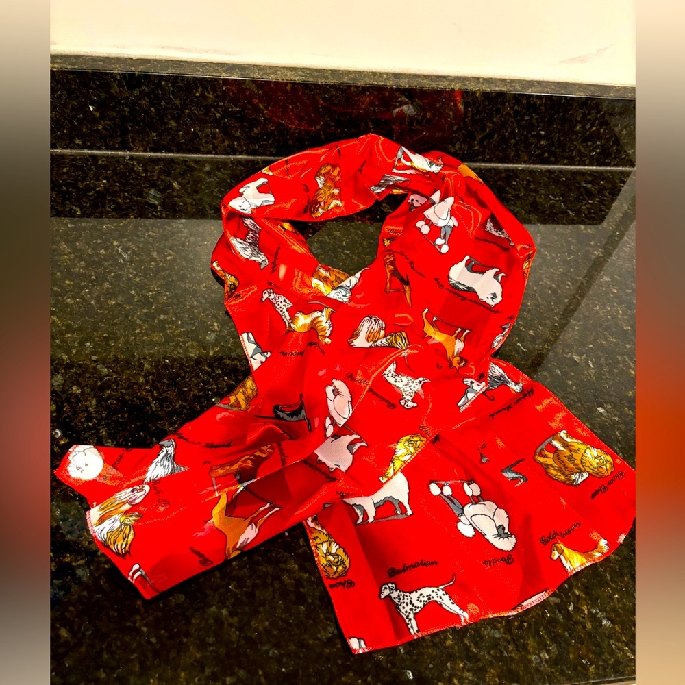 BILL BLASS Red Dog Scarf